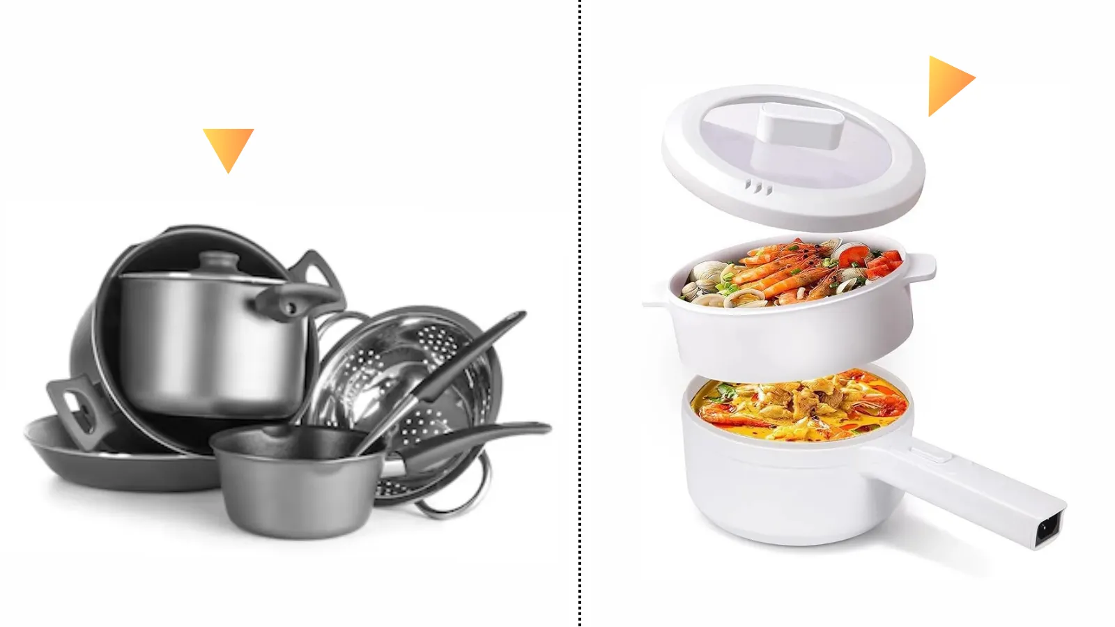 Denx Mini Cooker - وعاء الطهي الذكي الأبيض والذهبي الناعم مع جميع الميزات الإضافية